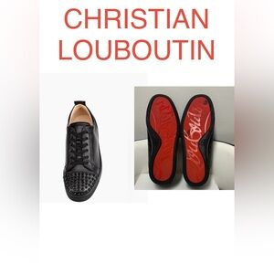 CHRISTIAN LOUBOUTIN LOUIS JUNIOR SPIKES BLACK STUDDED SNEAKERS (MEN’S U.S : 12 )